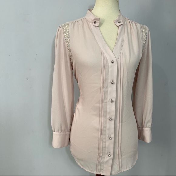 Anthropologie Moulinette Soeurs Coquette Lace Blouse Pink Top Girly Career Date - Picture 7 of 15